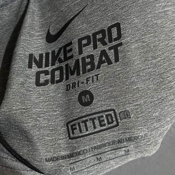 Nike Women’s Pro Combat Dri-Fit Gray Short Sleeve Athletic Shirt Sz-M - Picture 5 of 7